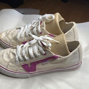 Vans Women's Cream and Pink Sneakers